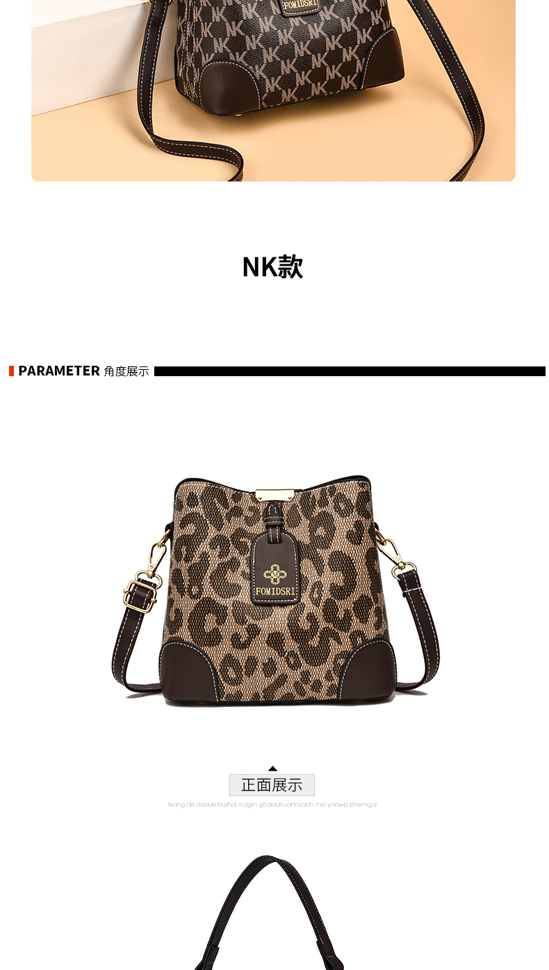 Live bucket bag female 2021 autumn fashion leopard handbag large capacity Korean version One Shoulder Messenger Bag tide