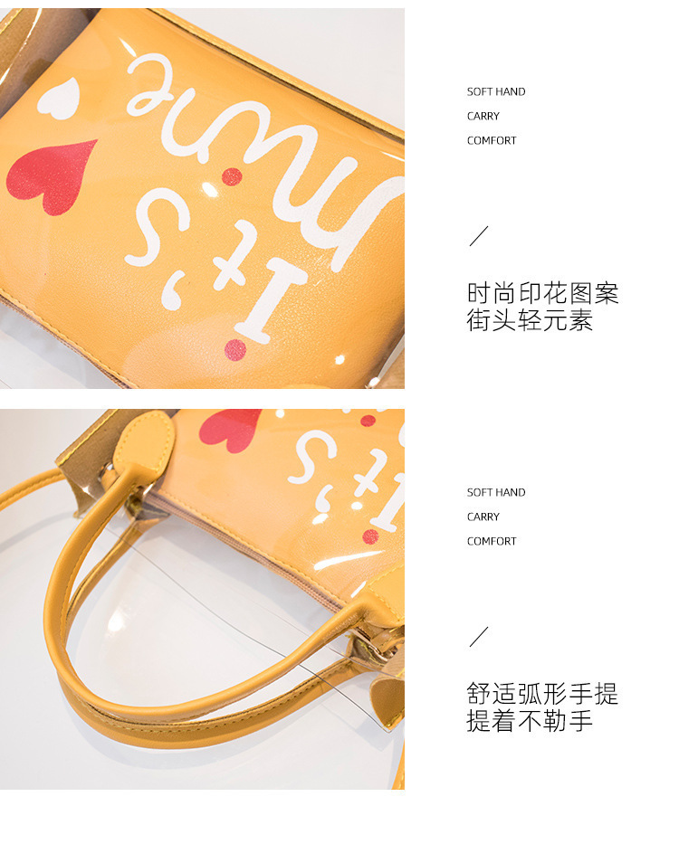 Women's Foreign Trade Bags 2021 Summer Autumn New Style Korean Style Trendy Printing Transparent Son Mother Bag Shoulder Crossbody Portable Bucket Bag Women's Foreign Trade Bags 2021 Summer Autumn New Style Korean Style Trendy Printing Transparent Son Mother Bag Shoulder Crossbody Portable Bucket Bag