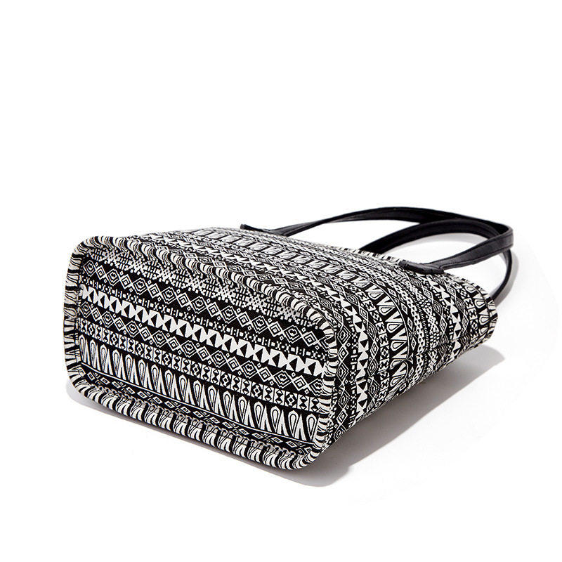 Vintage National Style Printed Canvas Bucket Bag 2020 Summer New Women&#039;s Shoulder Handbag Fashion Tote Bag