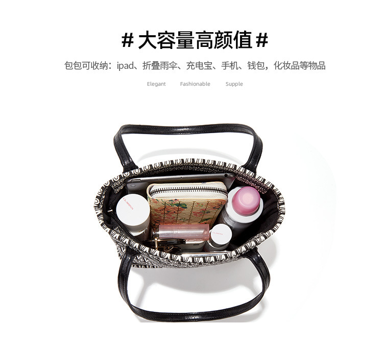Vintage National Style Printed Canvas Bucket Bag 2020 Summer New Women's Shoulder Handbag Fashion Tote Bag