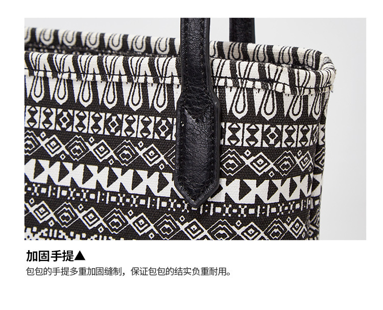 Vintage National Style Printed Canvas Bucket Bag 2020 Summer New Women's Shoulder Handbag Fashion Tote Bag