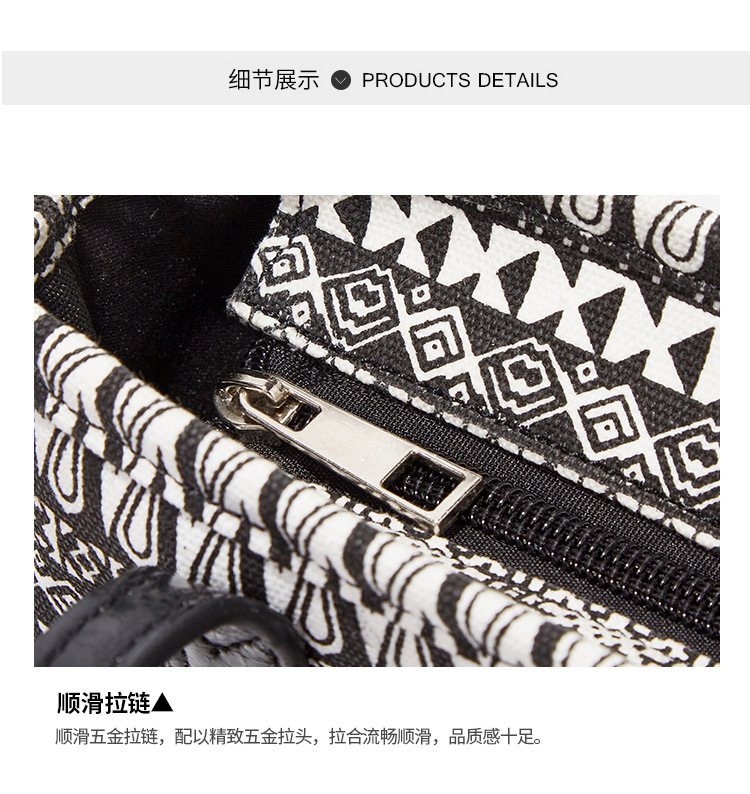 Vintage National Style Printed Canvas Bucket Bag 2020 Summer New Women's Shoulder Handbag Fashion Tote Bag