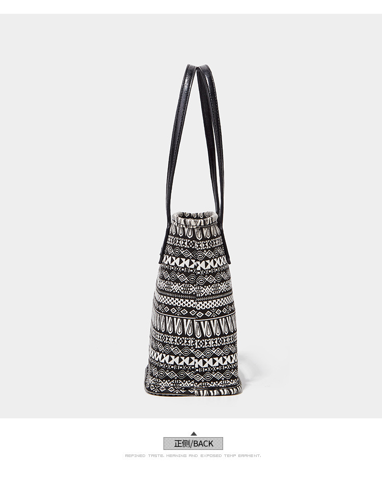 Vintage National Style Printed Canvas Bucket Bag 2020 Summer New Women's Shoulder Handbag Fashion Tote Bag