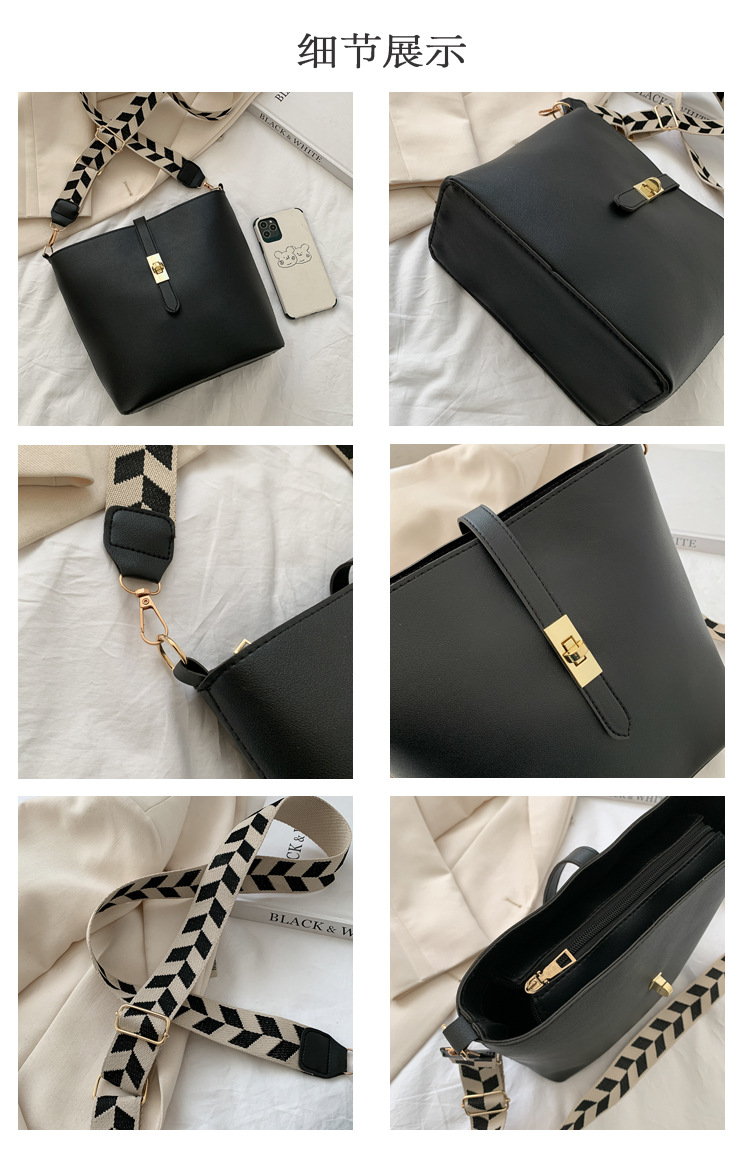 Vintage Bag Broadband Crossbody Bag Shoulder Western Style Bucket Bag