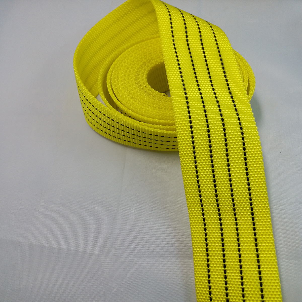 Polyester high strength webbing, nylon webbing, polypropylene webbing, cotton/polyester webbing.