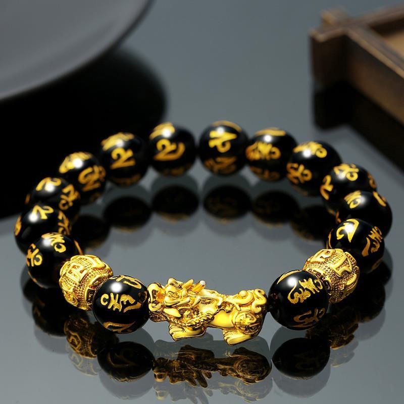 Obsidian Alluvial Gold Pi Xiu Bracelet Men&#039;s and Women&#039;s Bracelets Jewelry Buddha Beads Gold-Plated Ornament Men and Women Fashion Bracelet Wholesale