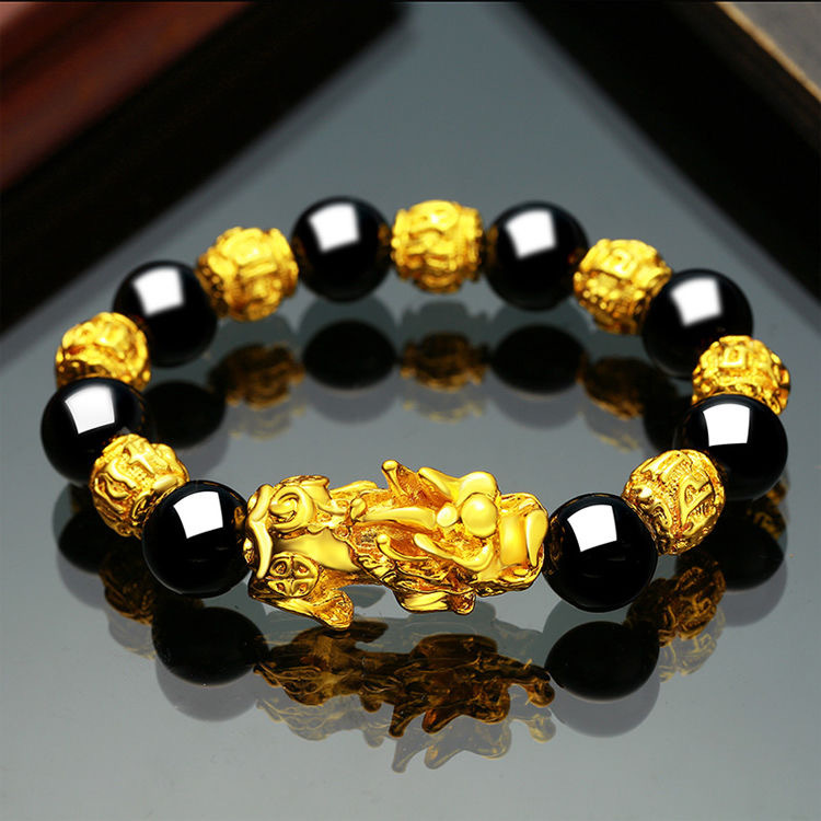 Obsidian Alluvial Gold Pi Xiu Bracelet Men's and Women's Bracelets Jewelry Buddha Beads Gold-Plated Ornament Men and Women Fashion Bracelet Wholesale Obsidian Alluvial Gold Pi Xiu Bracelet Men's and Women's Bracelets Jewelry Buddha Beads Gold-Plated Ornament Men and Women Fashion Bracelet Wholesale