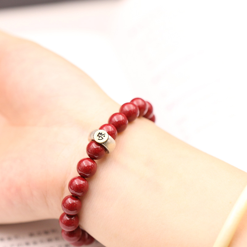 Fidelity Cinnabar Bracelet Female Rat Year Benming Buddha Bracelet Men&#039;s Raw Ore Purple Gold Sand Zodiac Bracelet Couple Ornament