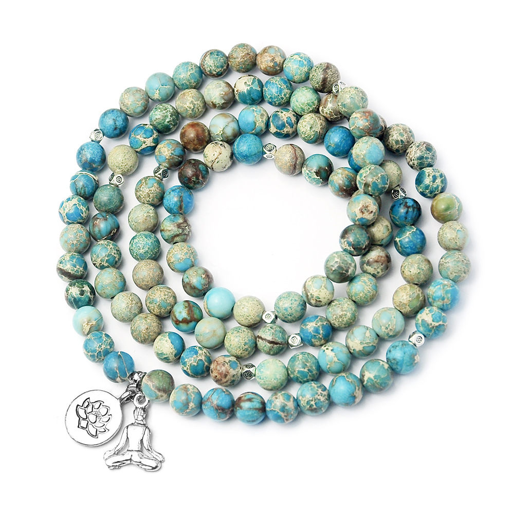 Natural Emperor Turquoise Bracelet Zen Lotus Buddha Emperor Stone Bracelet Amazon Natural Stone Ornament Cross-Border Wholesale