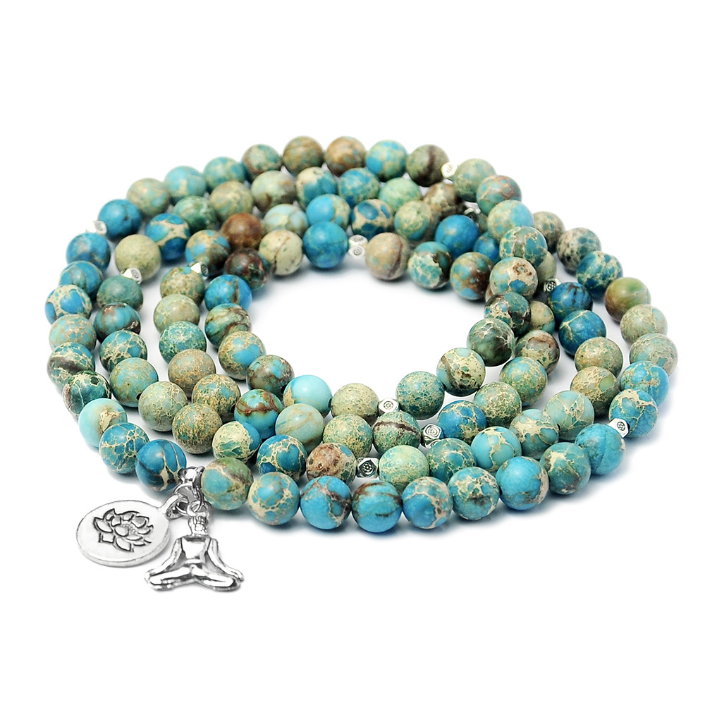 Natural Emperor Turquoise Bracelet Zen Lotus Buddha Emperor Stone Bracelet Amazon Natural Stone Ornament Cross-Border Wholesale