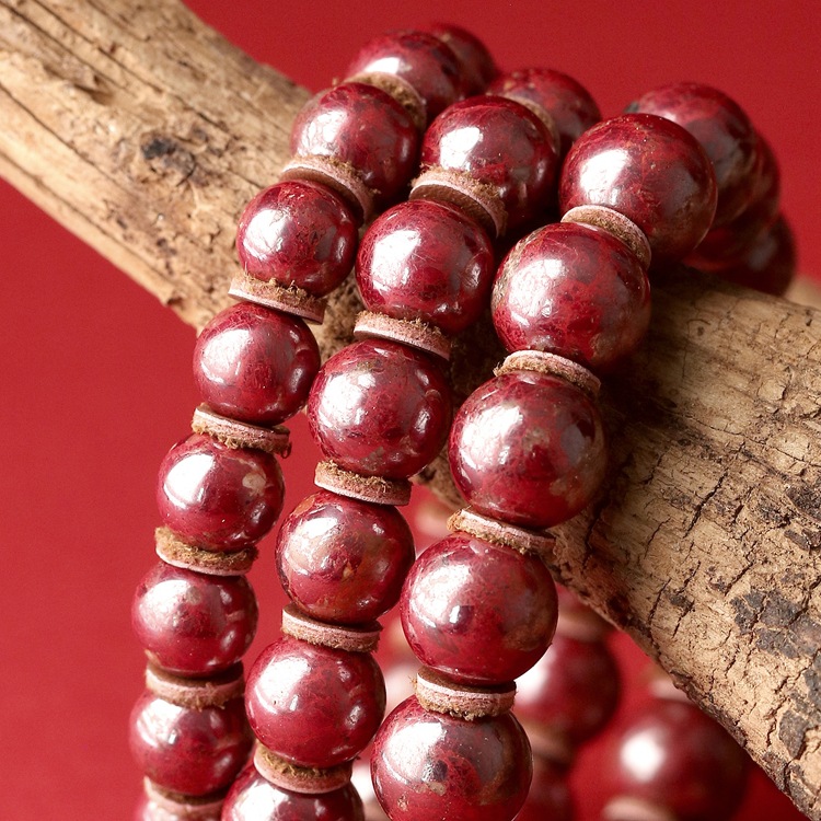 One Piece Dropshipping Chen Shi Cinnabar Raw Ore Bracelet Men and Women&#039;s Natal Year Cinnabar Stone round Buddha Beads Red Bracelet