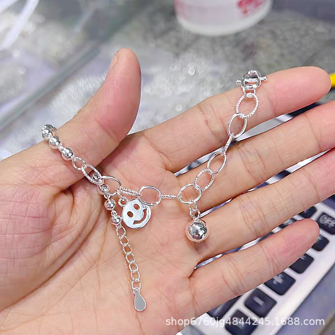 999 Silver Smiley Face Pendant Bracelet Original Handmade Retro Retro Style Personality Sliver Beads Bracelet Design Ornament Wholesale 999 Silver Smiley Face Pendant Bracelet Original Handmade Retro Retro Style Personality Sliver Beads Bracelet Design Ornament Wholesale
