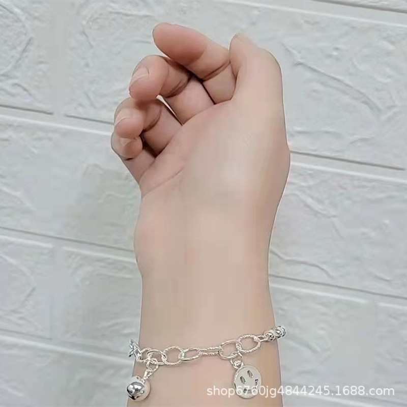 999 Silver Smiley Face Pendant Bracelet Original Handmade Retro Retro Style Personality Sliver Beads Bracelet Design Ornament Wholesale 999 Silver Smiley Face Pendant Bracelet Original Handmade Retro Retro Style Personality Sliver Beads Bracelet Design Ornament Wholesale