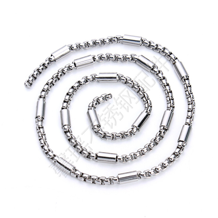 304 Stainless Steel Chain 4.0 Square Pearl Bag Light Body Bracelet Anklet Necklace Ornament Chain Accessories