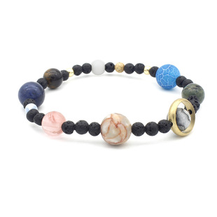 2020 Cross-Border Seven-Vessel Alloy Accessory Volcanic Stone Aromatherapy Beaded Bracelet Stone Yoga Bracelet