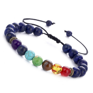 2020 Cross-Border Seven-Vessel Alloy Accessory Volcanic Stone Aromatherapy Beaded Bracelet Stone Yoga Bracelet