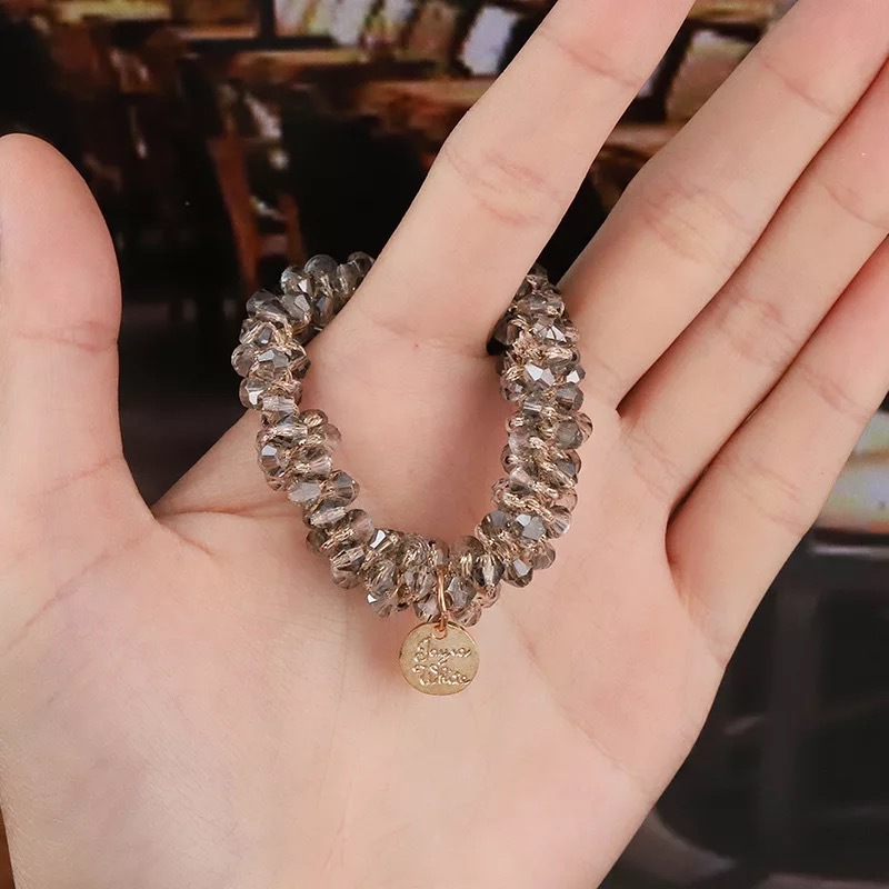 Korean INS Net Red Pearl Hair Rope Crystal Hair Tie Rhinestone Ponytail Simple Tie-up Hair Head Rope Bracelet Dual-Use