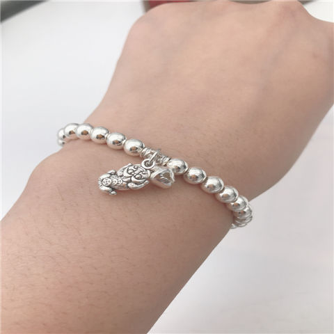 New Sliver Beads Tassel Two-Circle Bracelet Retro Tibetan Silver Lucky Cat Pendant Bracelet Internet Celebrity Live Hot Silver Accessories New Sliver Beads Tassel Two-Circle Bracelet Retro Tibetan Silver Lucky Cat Pendant Bracelet Internet Celebrity Live Hot Silver Accessories