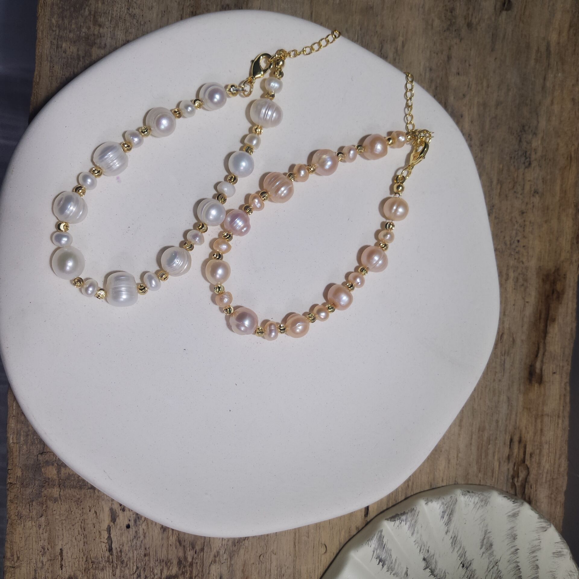 Baroque Style Pearl Bracelet Texture Spring and Summer American 14K Gilded Natural Pearl Pearl Bracelet