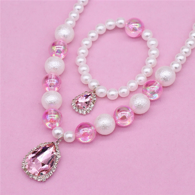 Children's Bracelet Set Girls' Imitation Pearl Gem Girls' Baby Necklace Bracelet Children's Bracelet Set Girls' Imitation Pearl Gem Girls' Baby Necklace Bracelet