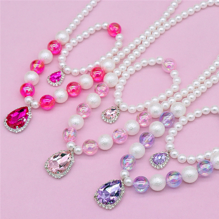 Children's Bracelet Set Girls' Imitation Pearl Gem Girls' Baby Necklace Bracelet Children's Bracelet Set Girls' Imitation Pearl Gem Girls' Baby Necklace Bracelet
