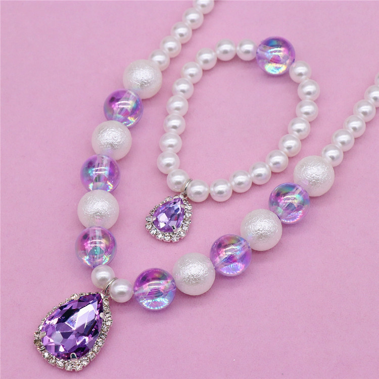 Children's Bracelet Set Girls' Imitation Pearl Gem Girls' Baby Necklace Bracelet Children's Bracelet Set Girls' Imitation Pearl Gem Girls' Baby Necklace Bracelet