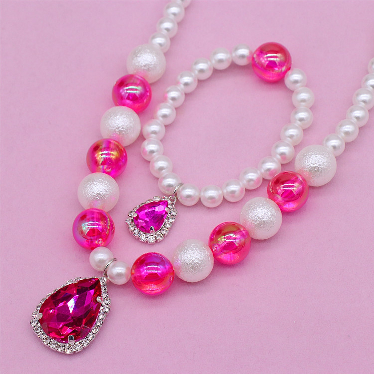 Children's Bracelet Set Girls' Imitation Pearl Gem Girls' Baby Necklace Bracelet Children's Bracelet Set Girls' Imitation Pearl Gem Girls' Baby Necklace Bracelet