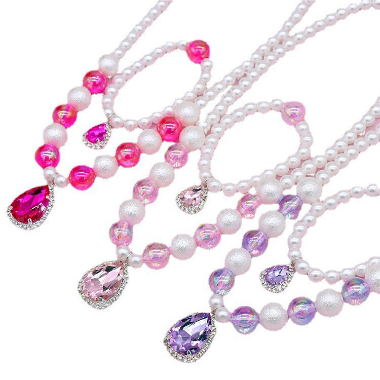 Children's Bracelet Set Girls' Imitation Pearl Gem Girls' Baby Necklace Bracelet Children's Bracelet Set Girls' Imitation Pearl Gem Girls' Baby Necklace Bracelet