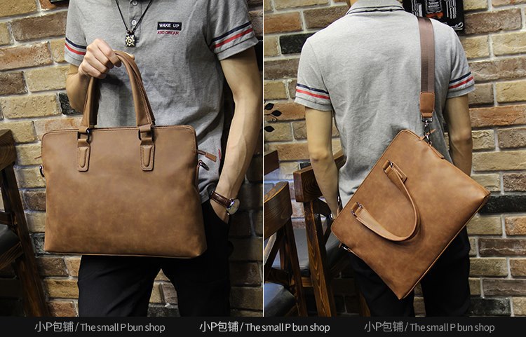 Korean Style Fashion Men's Bag Horse Leather Men's Handbag Shoulder Bag Men's Briefcase Multifunctional Computer Bag Casual Korean Style Fashion Men's Bag Horse Leather Men's Handbag Shoulder Bag Men's Briefcase Multifunctional Computer Bag Casual