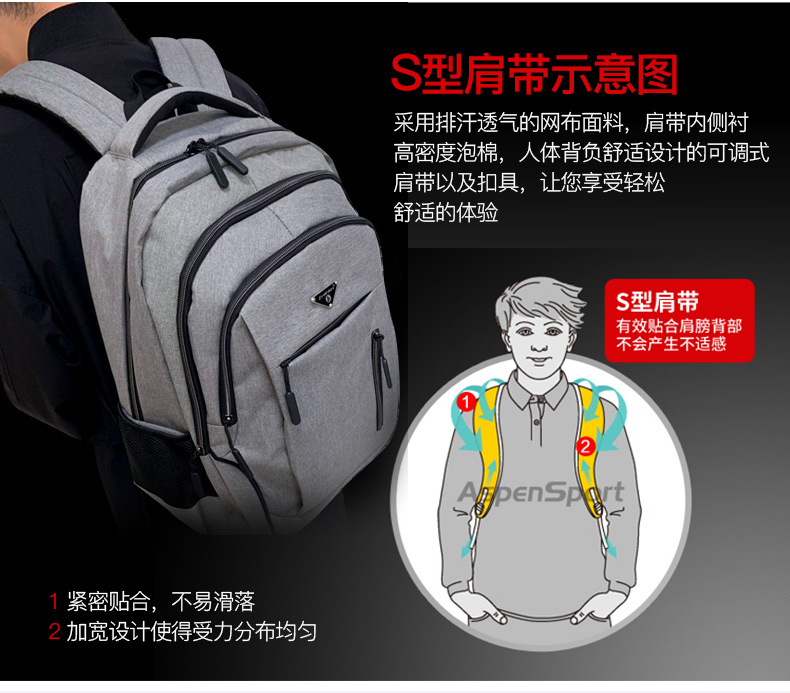 Men's Large Capacity Backpack Rechargeable USB Business Computer Bag Casual Backpack Early High School Student Schoolbag Men's Large Capacity Backpack Rechargeable USB Business Computer Bag Casual Backpack Early High School Student Schoolbag