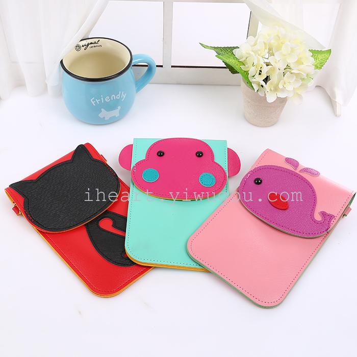 The new cartoon can touch screen large screen mobile phone bag Samsung apple 6plus mobile phone card package zero wallet