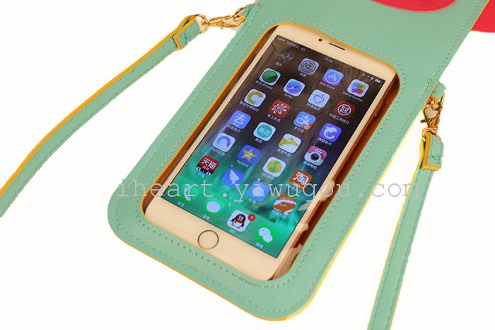 The new cartoon can touch screen large screen mobile phone bag Samsung apple 6plus mobile phone card package zero wallet