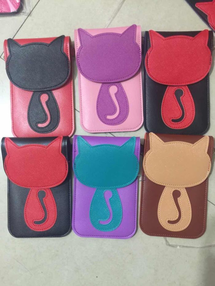 The new cartoon can touch screen large screen mobile phone bag Samsung apple 6plus mobile phone card package zero wallet