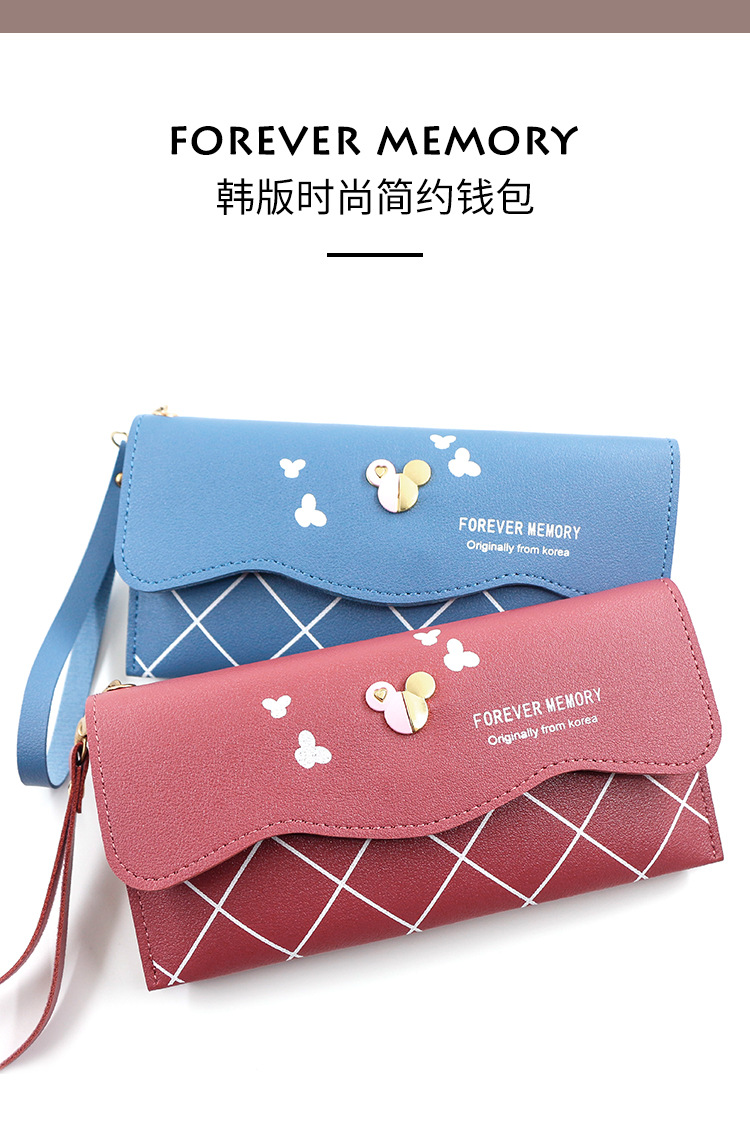 Factory Direct Supply Korean Fashion Women's Long Wallet Simple Cute Coin Purse Clutch Cartoon Card Holder