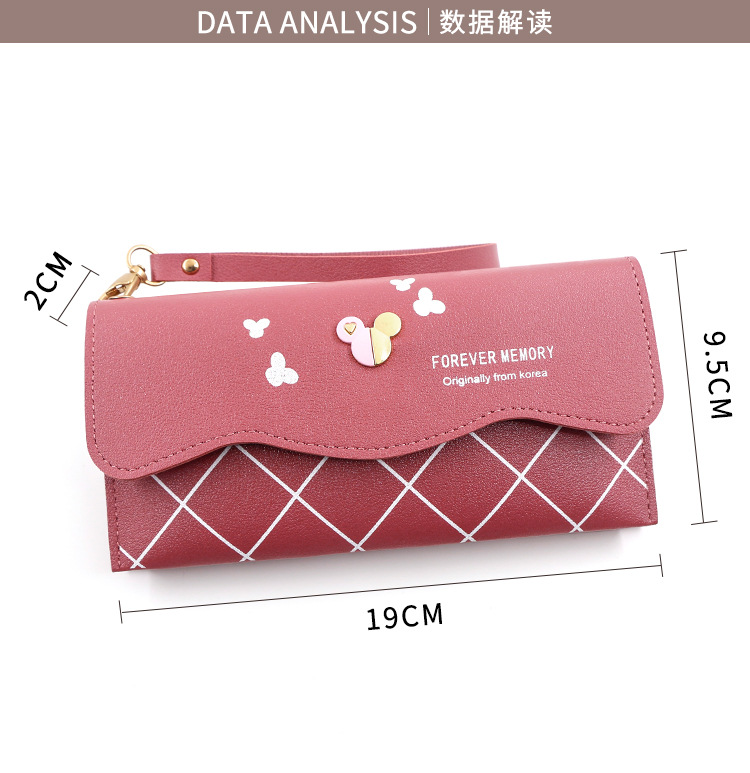 Factory Direct Supply Korean Fashion Women's Long Wallet Simple Cute Coin Purse Clutch Cartoon Card Holder
