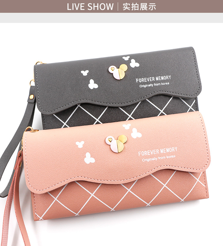 Factory Direct Supply Korean Fashion Women's Long Wallet Simple Cute Coin Purse Clutch Cartoon Card Holder