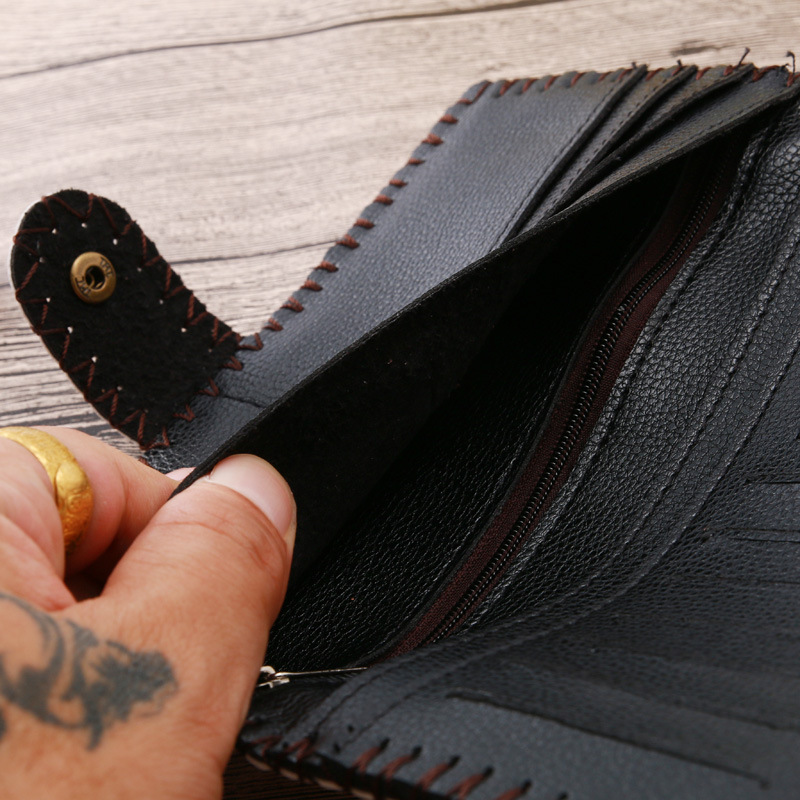  upgraded version of hand - made wallet lady leather cabinet wallet ethnic style hand - made wallet can be customized bag 