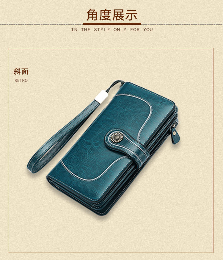 New Style Oil Wax Cowhide Women's Large Capacity Leather Wallet Long Women's Large Wallet One Product Dropshipping New Style Oil Wax Cowhide Women's Large Capacity Leather Wallet Long Women's Large Wallet One Product Dropshipping