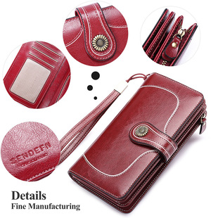 New Style Oil Wax Cowhide Women's Large Capacity Leather Wallet Long Women's Large Wallet One Product Dropshipping New Style Oil Wax Cowhide Women's Large Capacity Leather Wallet Long Women's Large Wallet One Product Dropshipping
