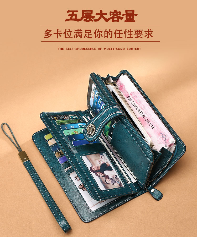 New Style Oil Wax Cowhide Women's Large Capacity Leather Wallet Long Women's Large Wallet One Product Dropshipping New Style Oil Wax Cowhide Women's Large Capacity Leather Wallet Long Women's Large Wallet One Product Dropshipping