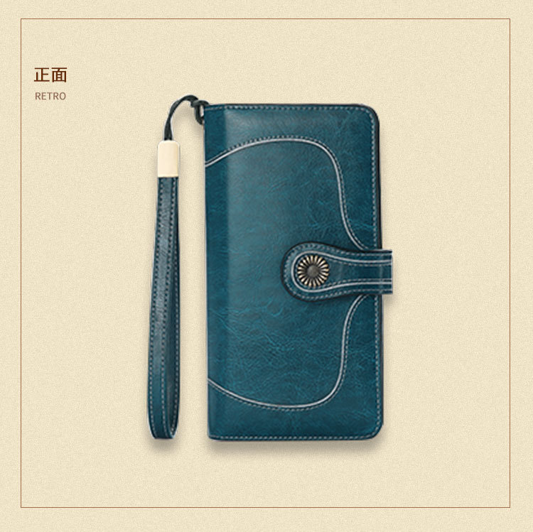 New Style Oil Wax Cowhide Women's Large Capacity Leather Wallet Long Women's Large Wallet One Product Dropshipping New Style Oil Wax Cowhide Women's Large Capacity Leather Wallet Long Women's Large Wallet One Product Dropshipping