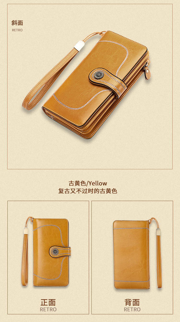 New Style Oil Wax Cowhide Women's Large Capacity Leather Wallet Long Women's Large Wallet One Product Dropshipping New Style Oil Wax Cowhide Women's Large Capacity Leather Wallet Long Women's Large Wallet One Product Dropshipping