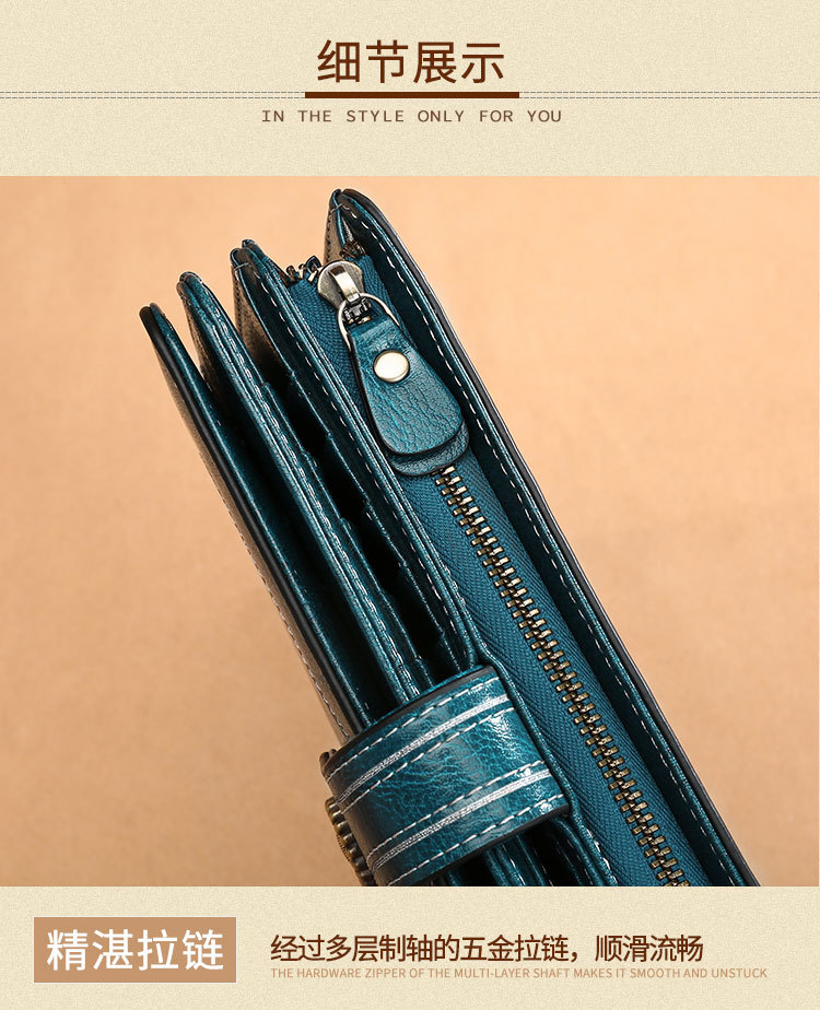 New Style Oil Wax Cowhide Women's Large Capacity Leather Wallet Long Women's Large Wallet One Product Dropshipping New Style Oil Wax Cowhide Women's Large Capacity Leather Wallet Long Women's Large Wallet One Product Dropshipping