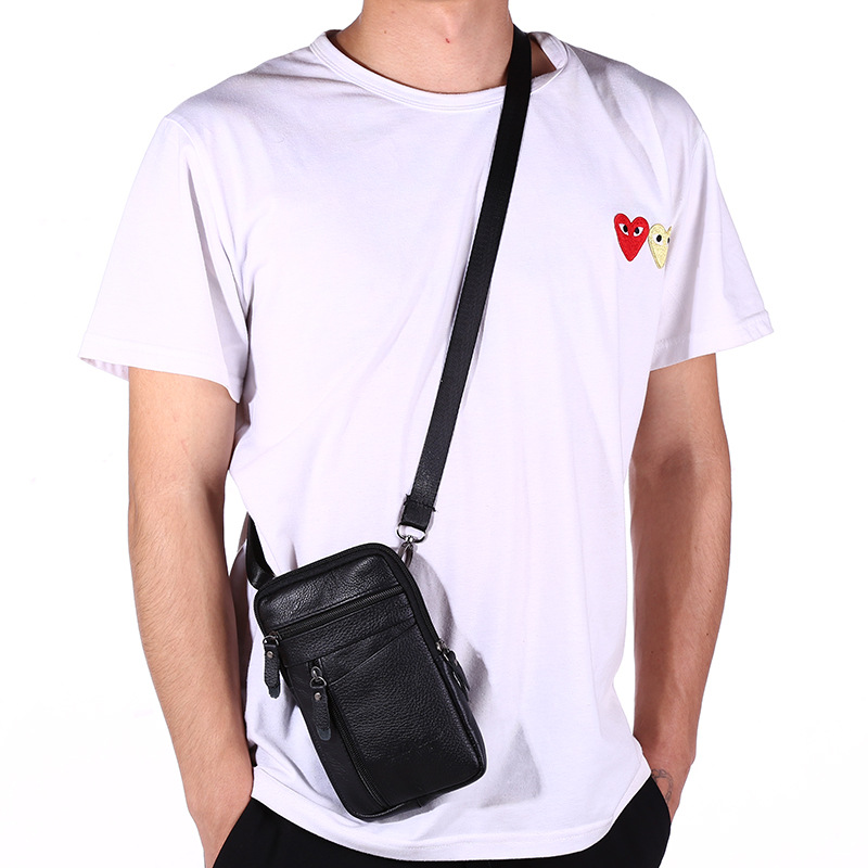 Leather waist men's mobile phone bag Leather belt outdoor sports one-shoulder small bags to do business receive the wholesale wallet manufacturers
