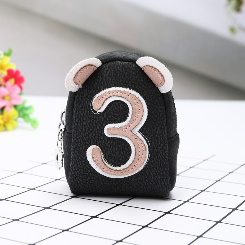 Digital creativity zipper wallet girls cartoon short key bag personality bag fashion accessories