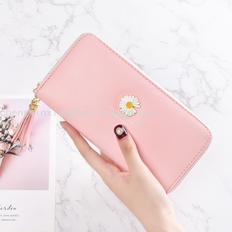 Wallet Single-Pull Bag Women&#039;s Wallet Fashion Women&#039;s Bag Daisy Clutch Multifunctional Mobile Phone Bag Women&#039;s Pu