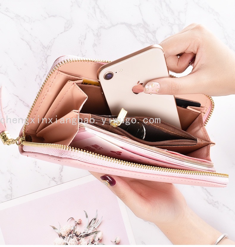 Wallet Single-Pull Bag Women's Wallet Fashion Women's Bag Daisy Clutch Multifunctional Mobile Phone Bag Women's Pu