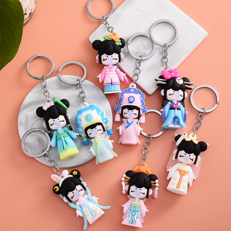 2021 New Cartoon Anime Cute Pendant Creative PVC Flexible Glue Keychain Indoor Decoration Schoolbag Pendant