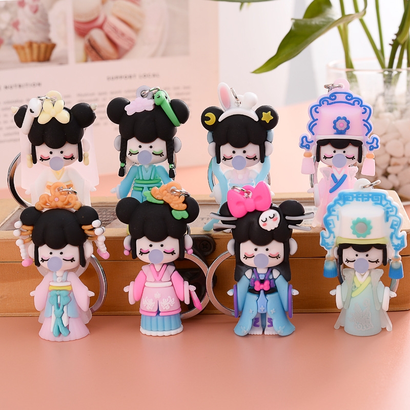2021 New Cartoon Anime Cute Pendant Creative PVC Flexible Glue Keychain Indoor Decoration Schoolbag Pendant