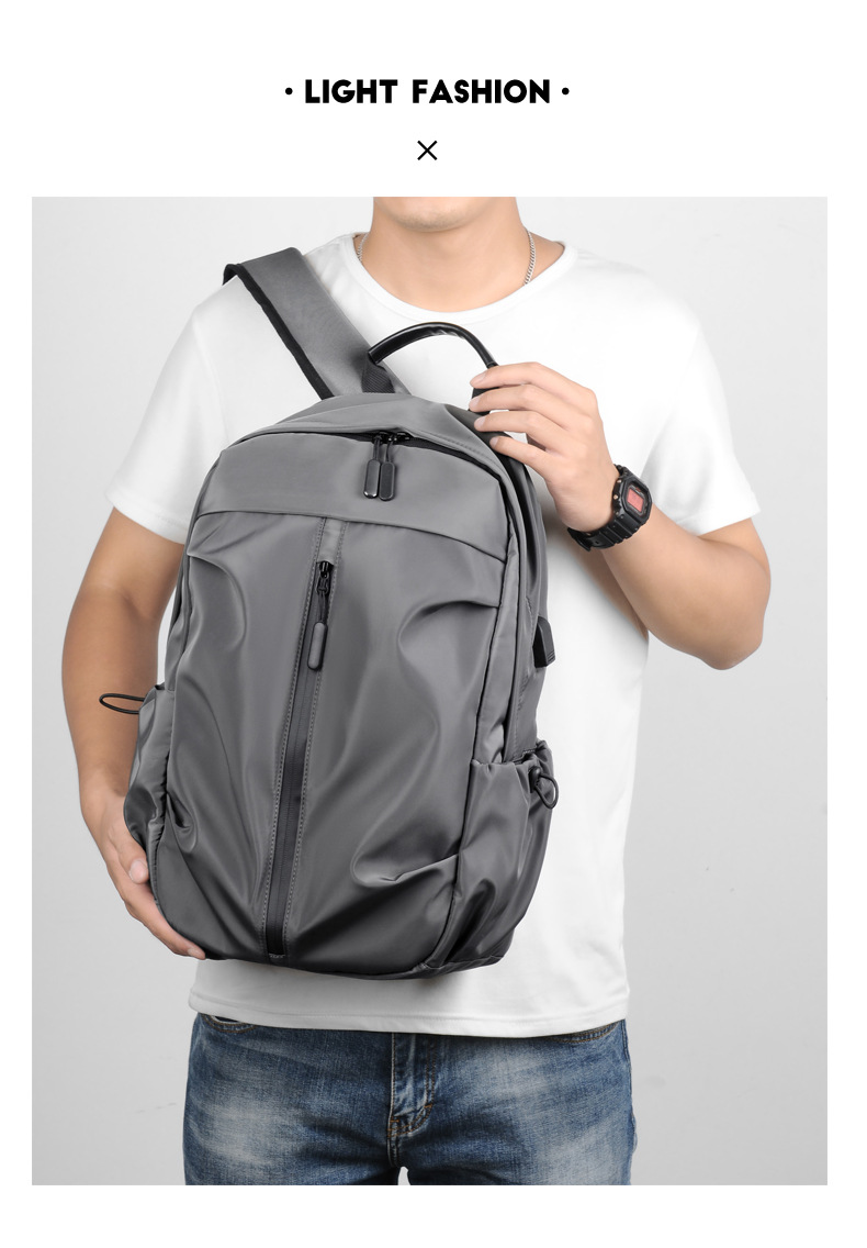 Printed Logo Outdoor Backpack Oxford Cloth Backpack Computer Bag Men's Business Casual Student Schoolbag Travel Bag